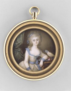 Naisen muotokuva, n. 1785 (akvarelli norsunluulla, ormolulla ja lasilla) tekijältä Ignace Jean Victor Campana