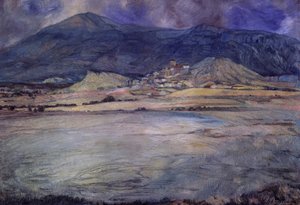 PUEBLO DE ZARAGOZA – ESCO – SIGLO XX – OLEO / LIENZO – 90 X 30 CMS tekijältä Ignacio Zuloaga y Zabaleta