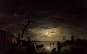Talvimaisema kuunvalossa tekijältä Ignatius Josephus van Regemorter