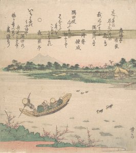 Venelautalla joen yli, n. 1840.