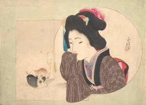 Printti [nainen ja pennut], 1800-luvun alku-puoli. tekijältä Ikeda Eisen