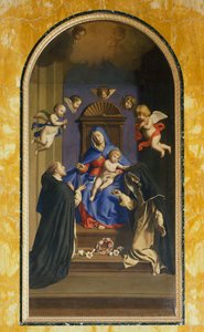 Neitsyt Marian Ruusukko Pyhän Dominicin ja Pyhän Katariinan kanssa, Pyhän Katariinan kappeli, Pyhän Sabinen basilika, Rooma, Italia