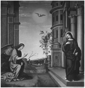 The Annunciation, n. 1502 (öljy puulle transponoitu kankaalle)