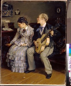 Armoton romanssi. (Armoton romanssi). Ilarion Mikhailovich Prjanišnikovin (1840-1894) maalaus öljy kankaalle