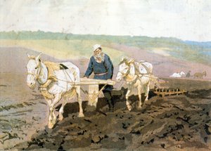 Kreivi Tolstoi kyntämässä - Repinen maalauksen mukaan