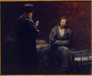 Ennen tunnustusta. Ilja Jefimovitš Repinin (Ilia Repin) (1844-1930) maalaus öljy kankaalle tekijältä Ilya Efimovich Repin
