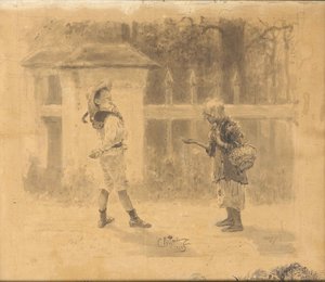 Tyttö kerjäämässä, 1889 tekijältä Ilya Efimovich Repin