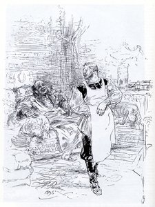 Kuvitus Leo Tolstoin romaanille Ivan Iljitšin kuolema, 1896 tekijältä Ilya Efimovich Repin