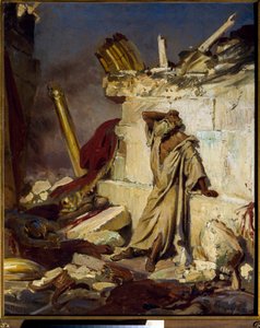 ""Jeremie suree Jerusalemin tuhoa"" Ilja Jefimovitš Repinin (Ilia Repin) (1844-1930) maalaus 1870, koko 91,3x75 cm Valtion Tretjakovin galleria, Moskova tekijältä Ilya Efimovich Repin