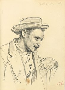 Mies, jolla on hattu profiilissa, c. 1872-1875 tekijältä Ilya Efimovich Repin