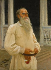 Muotokuva kirjailijasta kreivi Lev Nikolajevitš Tolstoi 1828-1910, 1916. tekijältä Ilya Efimovich Repin