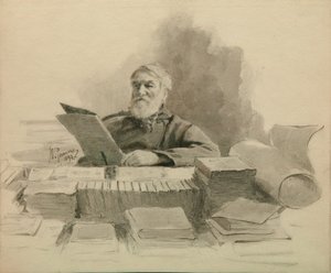 Muotokuva kirjailijasta Dmitri Grigorovich 1822-1899, 1894 tekijältä Ilya Efimovich Repin