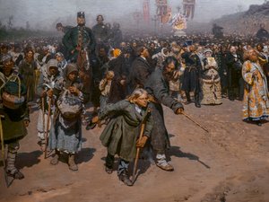 USKONNOLLINEN PROSESSIO KURSKIN MAAKUNNASSA (yksityiskohta) tekijältä Ilya Efimovich Repin