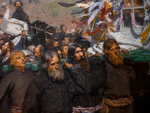 USKONNOLLINEN PROSESSIO KURSKIN MAAKUNNASSA (yksityiskohta) tekijältä Ilya Efimovich Repin