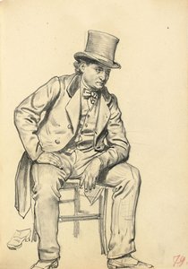 Istuva mies, käsi nojaa jalkaansa, n. 1872-1875 tekijältä Ilya Efimovich Repin