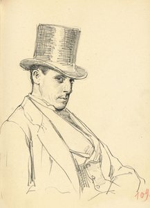 Istuva mies silinterin kanssa, c. 1872-1875 tekijältä Ilya Efimovich Repin