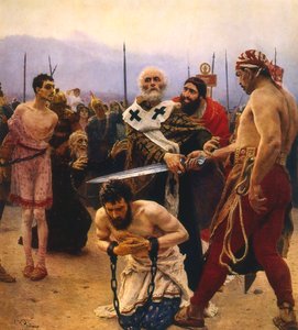 Pyhä Nikolaus pelastaa kolme viatonta teloituksesta, vuodelta 1888 tekijältä Ilya Efimovich Repin