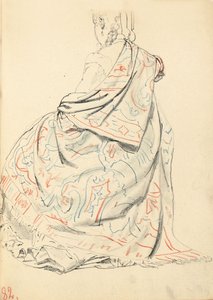 Tutkimus "Pariisilainen kahvila": Istuvan naisen mekko takaa, n. 1872-1875 tekijältä Ilya Efimovich Repin