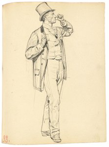 Tutkimus "Pariisilaiseen kahvilaan": Seisova mies koholla, n. 1872-1875 tekijältä Ilya Efimovich Repin