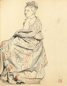 Tutkimus "Pariisilainen kahvila": Tutkimus istuvan naisen pukeutumisesta, n. 1872-1875 tekijältä Ilya Efimovich Repin