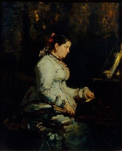 Nainen flyygelin ääressä, 1880 tekijältä Ilya Efimovich Repin