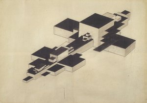 Suunnittelu Supremolet Suprematist -lentokoneelle tekijältä Ilya Grigorevich Chashnik