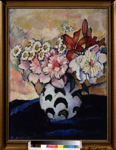 Kukkakimppu. Ilja Ivanovitš Mashkov (Ilia Mashkov, Matchkov) maalaus (1881-1944), öljy kankaalle tekijältä Ilya Ivanovich Mashkov