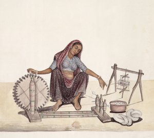 AS10 Vol.52 ff.4 4899 cat 201 i-iv Nainen kelaa puuvillaa, Bombay tekijältä Indian School