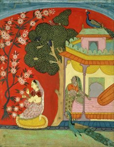 Kukkia poimiva nainen, Etelä-Rajasthan tai Deccan, n. 1675 tekijältä Indian School