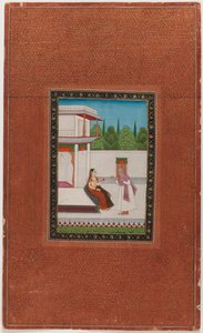 Nainen ja hänen iäkäs palvelijansa, 1875-1900 (läpinäkymätön wc ja kultaa paperilla) tekijältä Indian School