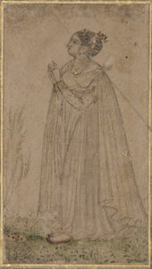 Prinsessa palvoo aurinkoa, n. 1600 (läpinäkymätön wc ja kultaa paperilla) tekijältä Indian School