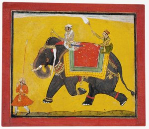 Raja ratsastaa norsulla, n. 1690 (läpinäkymätön wc paperilla) tekijältä Indian School