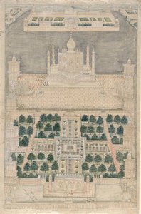 Lintuperspektiivistä Taj Mahalista Agrassa, 1790-1810 tekijältä Indian School
