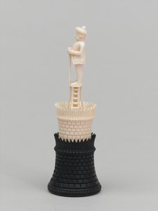 Musta torni, shakkinappula, Intia, 1820 noin tekijältä Indian School