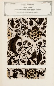Karkea puuvillanäyte chetee (chintz) -kuviolla Arcotilta Madrasista, kokoelmasta The Collection of the Textile Manufacturers of India, John Forbes Watson, julkaistiin vuonna 1866 tekijältä Indian School