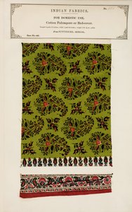 Puuvillapalempore tai sängynpeitenäyte Futtygurghista Bengalista, kokoelmasta The Collection of the Textile Manufacturers of India, kirjoittanut John Forbes Watson, julkaistu vuonna 1866 tekijältä Indian School