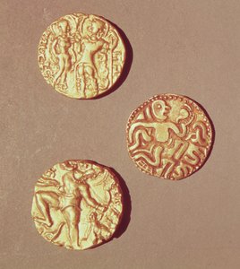 Kumargupta I (425-454) Chandragupta I (320-335) ja Sri Rajray (kulta) dinaarit