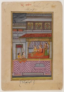 Dipaka Raga, sivu hajallaan olevasta Ragamala-sarjasta, n.1800 (wc & kultaa paperilla) tekijältä Indian School