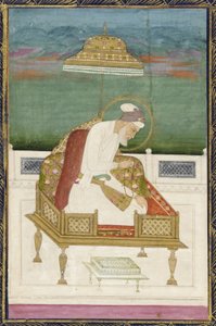 Keisari Aurangzeb; kääntöpuoli: kalligrafinen paneeli, irrotettu albumifolio maalauksella, 1619 tekijältä Indian School