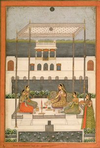 Iltajuhlat Mughal-palatsin puutarhassa, Lucknow tai Murshidabad, Länsi-Bengal, 1760 tekijältä Indian School