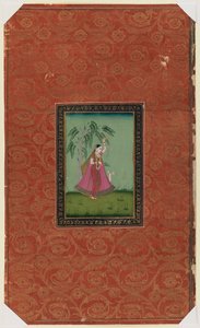 Tyttö peuran kanssa, 1875-1900 (läpinäkymätön wc ja kultaa paperilla) tekijältä Indian School