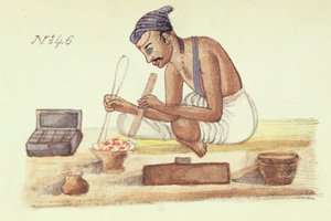 Goldsmith, Venkata Ramasvanin "A Digest of the different Castes of India", julkaisi Madras 1837 (väri litho) tekijältä Indian School