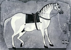 Keisarin tallin hevonen ja sulhanen, noin 1660 (litografia). tekijältä Indian School