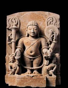 Intialainen taide: Divinity Vishnu. Korkea helpotus. 10. vuosisadalla. Meerutista. tekijältä Indian School