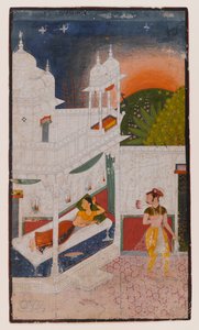 Lalita Ragini, Sivu hajallaan olevasta Ragamala-sarjasta, n. 1640 (läpinäkymätön wc paperilla) tekijältä Indian School