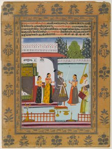 Malkosa Raga, sivu hajautetusta Ragamala-sarjasta, n.1700-10 (wc, kulta & hopea paperilla) tekijältä Indian School