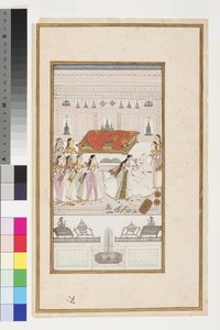 Manohar kaatuu isänsä syliin, noin 1710 tekijältä Indian School