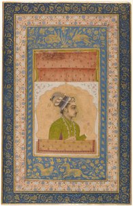 Pienoismuotokuva Dara Shikohista, n. 1640 (guassi paperille kiinnitettynä albumilehteen) tekijältä Indian School