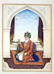 Nawab Mozaffir Khan (Multani), kirjasta Punjabin kuningaskunta, sen hallitsijat ja päälliköt, osa II, 30 akvarellitutkimuksen osio tuntemattomalta intialaiselta taiteilijalta, n. 1840 (wc paperilla) tekijältä Indian School
