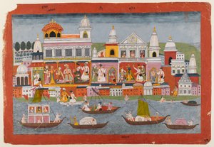 Sivu Bhagavata Purana -sarjasta, n. 1775-1800 (wc paperilla) tekijältä Indian School